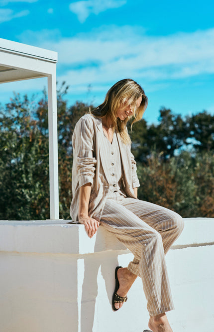 Freequent Broek Fqlavega Sand Melange Star Offwhite 205605 Stretchshop.nl