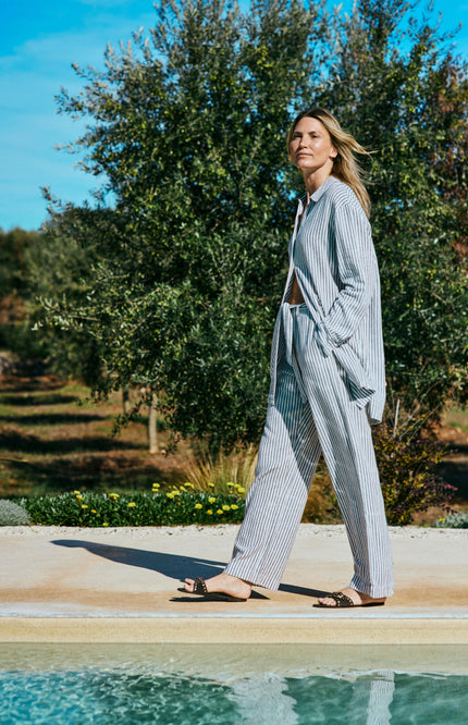 Freequent Broek FQLAVISCO Star Offwhite Navy Blazer Stretchshop.nl