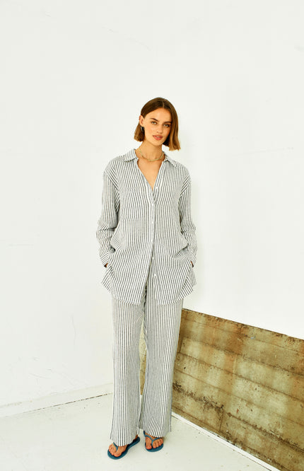 Freequent Broek FQLAVISCO Star Offwhite Navy Blazer Stretchshop.nl