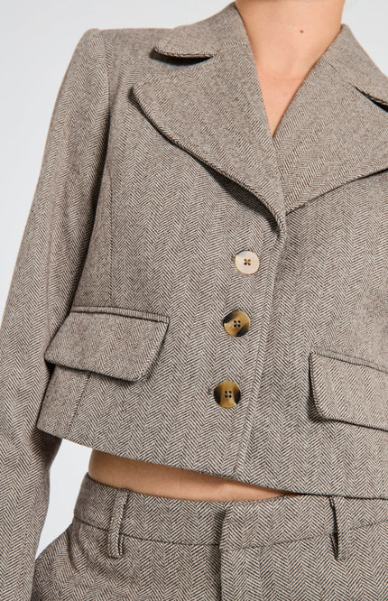 Freequent Jacket fqsillen herringbone light grey melange Stretchshop.nl