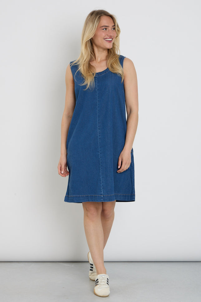 Freequent Jurk Fqsolda Medium Blue Denim 208365 Stretchshop.nl