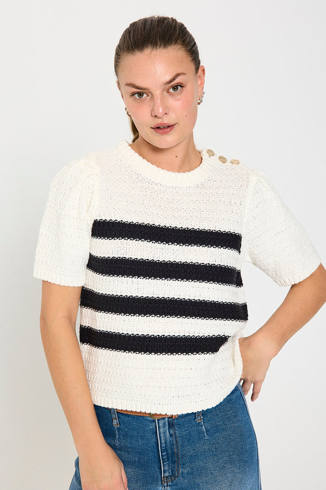 Freequent Trui Fqcotla Star Offwhite Black Stretchshop.nl