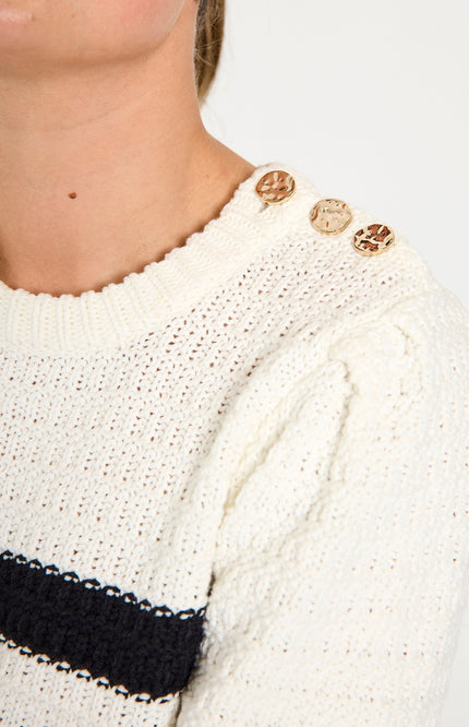 Freequent Trui Fqcotla Star Offwhite Black Stretchshop.nl