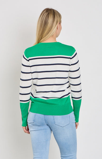 Freequent Trui Fqkatie Bright Green Star Offwhite 207512 Stretchshop.nl