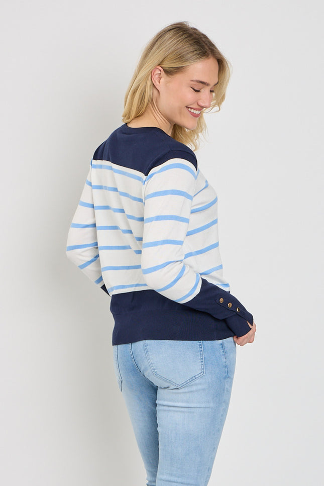 Freequent Trui Fqkatie Navy Blazer Star Offwhite 207512 Stretchshop.nl