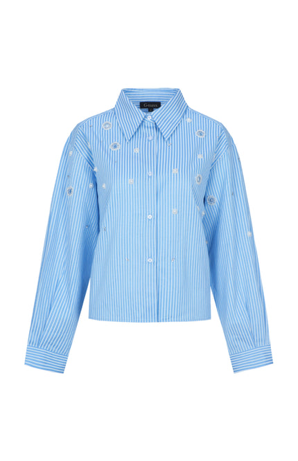 G-maxx Blouse Wenya Celestial Blue Offwhite Stretchshop.nl