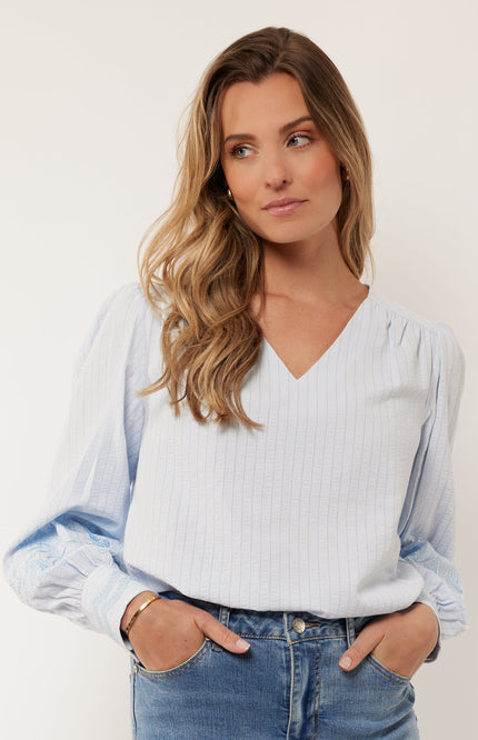 G-maxx Top Indy Chambray Blue Stretchshop.nl