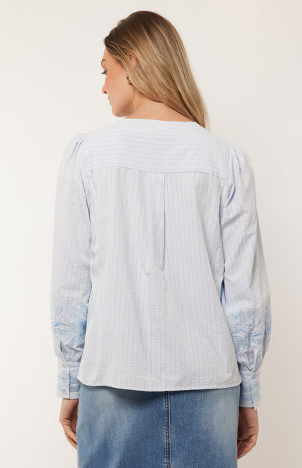 G-maxx Top Indy Chambray Blue Stretchshop.nl