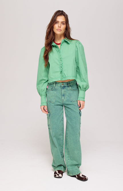 Harper & Yve Blouse Ellie Peppermint Green AW25P603 Stretchshop.nl