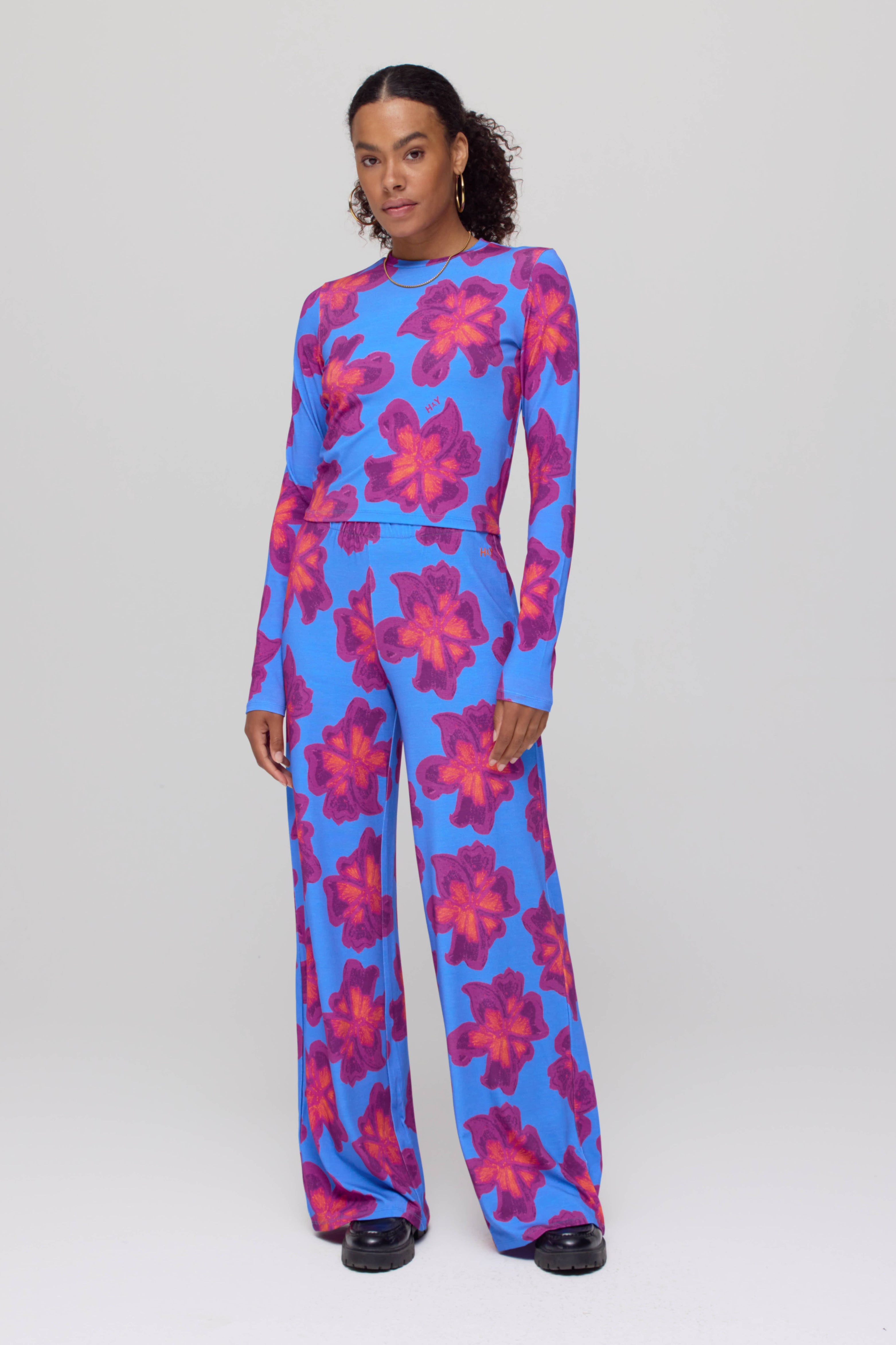 Broek Jane Bold Flower Wild Aster AW25T102 | Harper & Yve