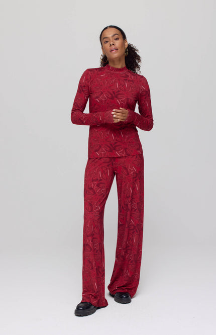 Harper & Yve Broek Jane Ruby Red Flower AW25T101 Stretchshop.nl