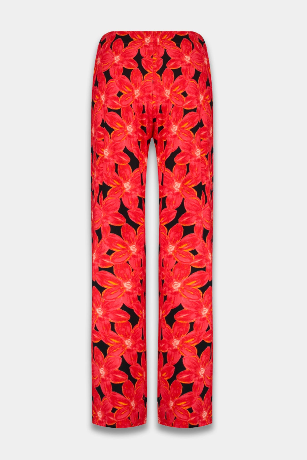 Harper & Yve broek Jane in spicy rood met bloemendessin, casual pasvorm, zichtbare voor- en achterkant, comfortabel en stijlvol.