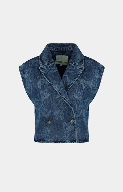 Harper & Yve Gilet Esmee Mid Blue SS6D203 Stretchshop.nl