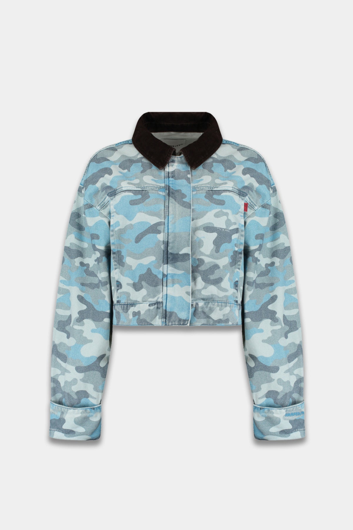 Harper & Yve Fiona Blue Camo jas met lange mouwen en capuchon, casual outdoor kleding voor dames.