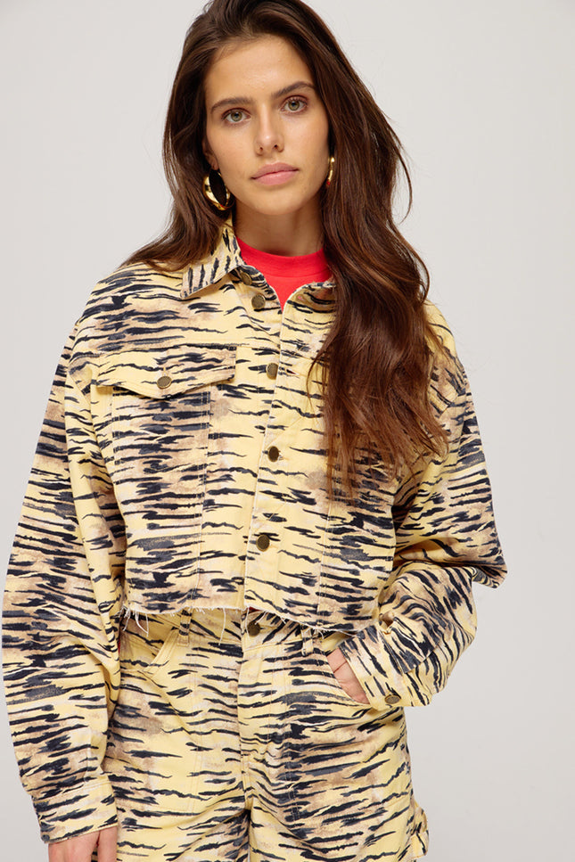 Harper & Yve Jacket Willow Trashy Tiger Yellow SS25D200 Stretchshop.nl