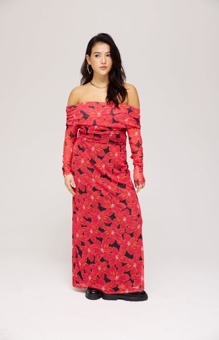 Harper & Yve Rok Leny Spicy Red Flower SS25J000 Stretchshop.nl
