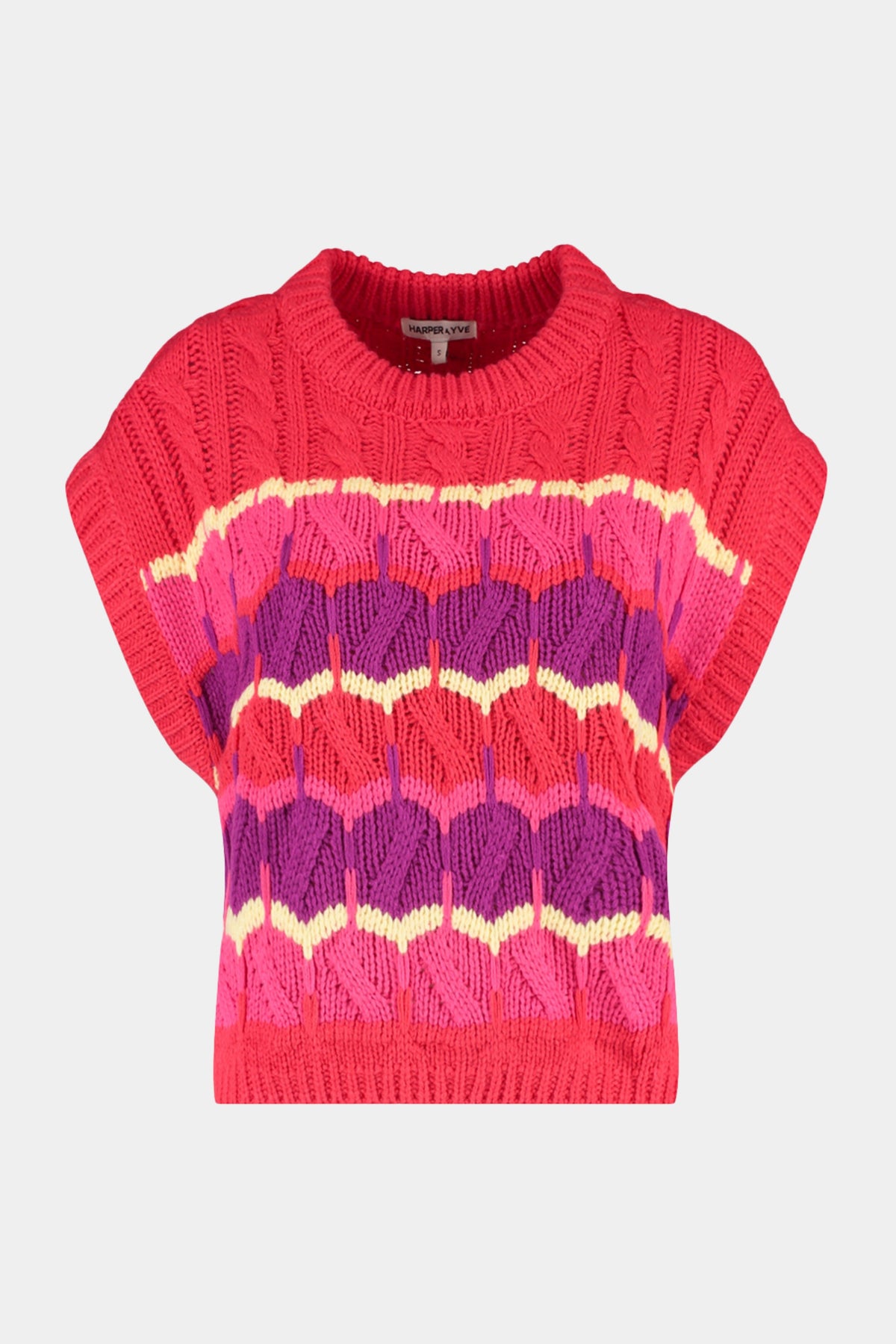 Harper & Yve Spencer Nonna Multi Spicy Red shirt met kleurrijk patroon en korte mouwen, voor een stijlvolle look