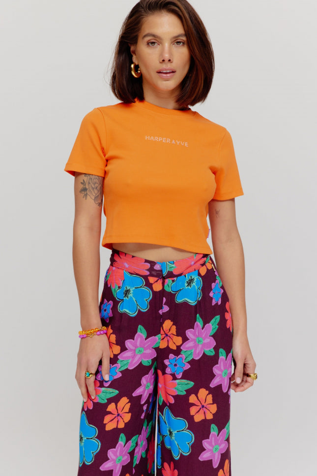 Harper & Yve T-shirt Demmy Sunset Orange HS25Y307 Stretchshop.nl
