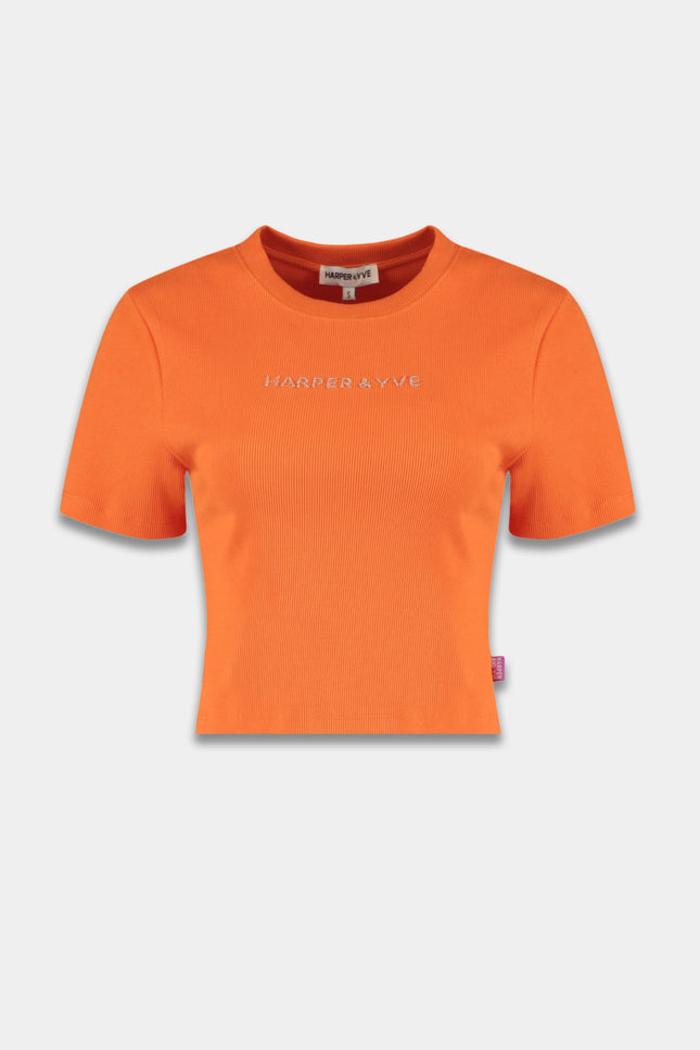 Harper & Yve T-shirt Demmy Sunset Orange HS25Y307 Stretchshop.nl