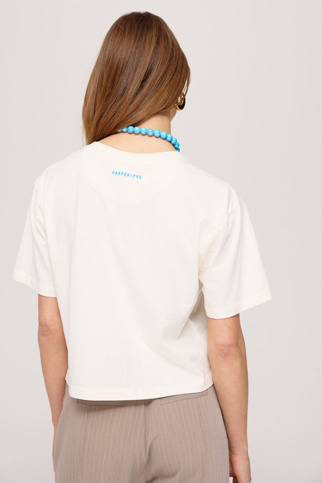 Harper & Yve T-shirt Hotstuff Cropped Ecru SS25Y308 Stretchshop.nl