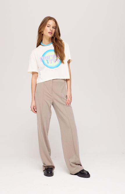 Harper & Yve T-shirt Hotstuff Cropped Ecru SS25Y308 Stretchshop.nl
