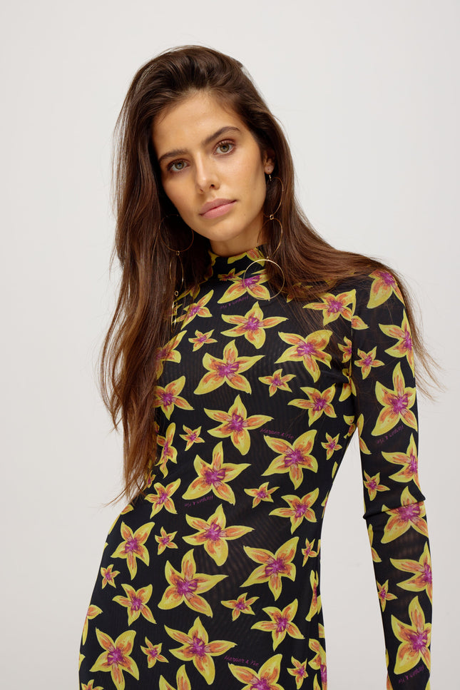 Harper & Yve Top jane cheeky flower yellow Stretchshop.nl