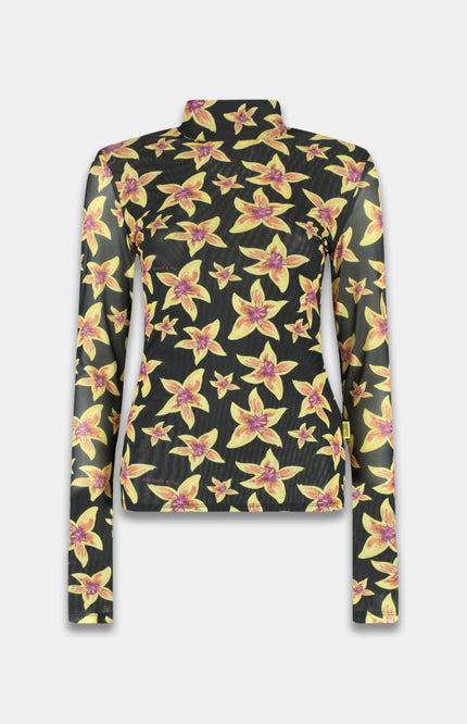 Harper & Yve Top jane cheeky flower yellow SS25J502 Stretchshop.nl