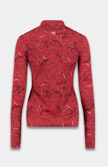 Harper & Yve Top Jane Ruby Red Flower AW25T504 Stretchshop.nl