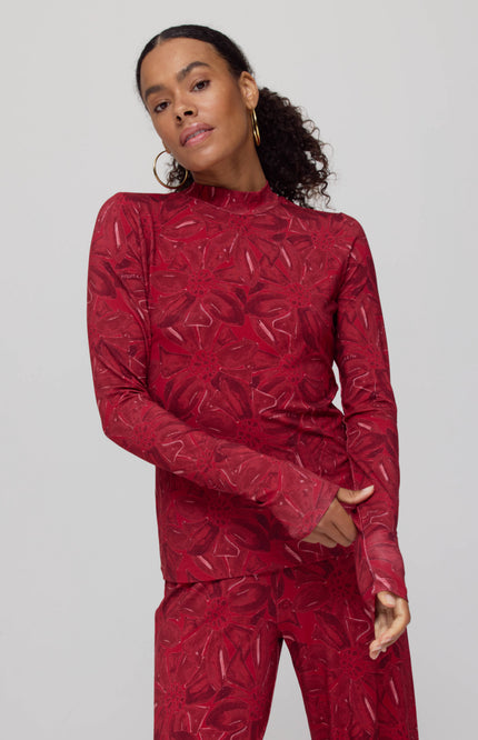 Harper & Yve Top Jane Ruby Red Flower AW25T504 Stretchshop.nl
