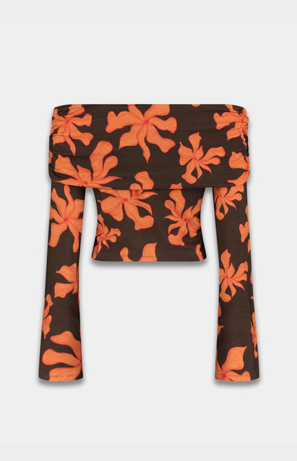 Harper & Yve Top Jesse Wild Flower Orange SS6T505 Stretchshop.nl