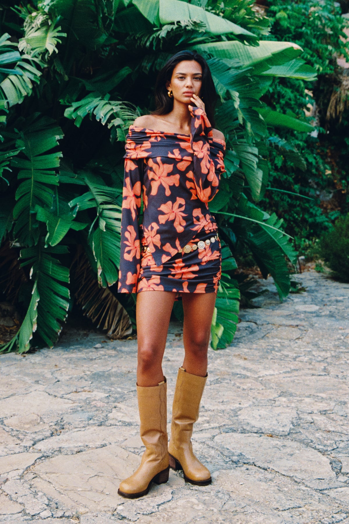Oranje top Jesse Wild Flower van Harper & Yve met bloemenprint en korte mouwen, casual en trendy voor dames.