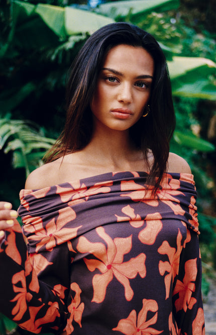Harper & Yve Top Jesse Wild Flower Orange SS6T505 Stretchshop.nl