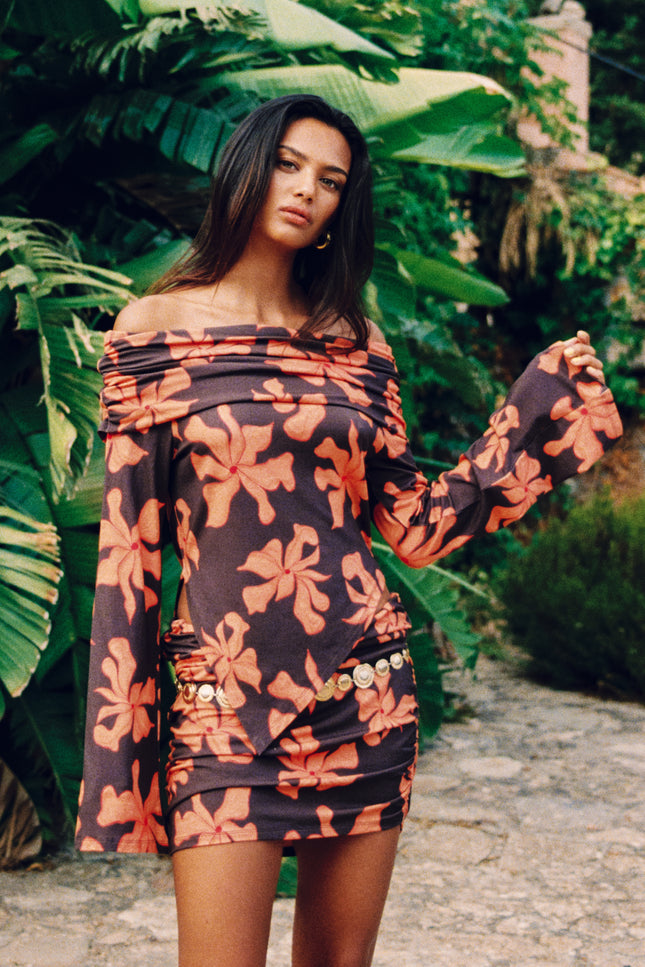 Harper & Yve Top Jesse Wild Flower Orange SS6T505 Stretchshop.nl
