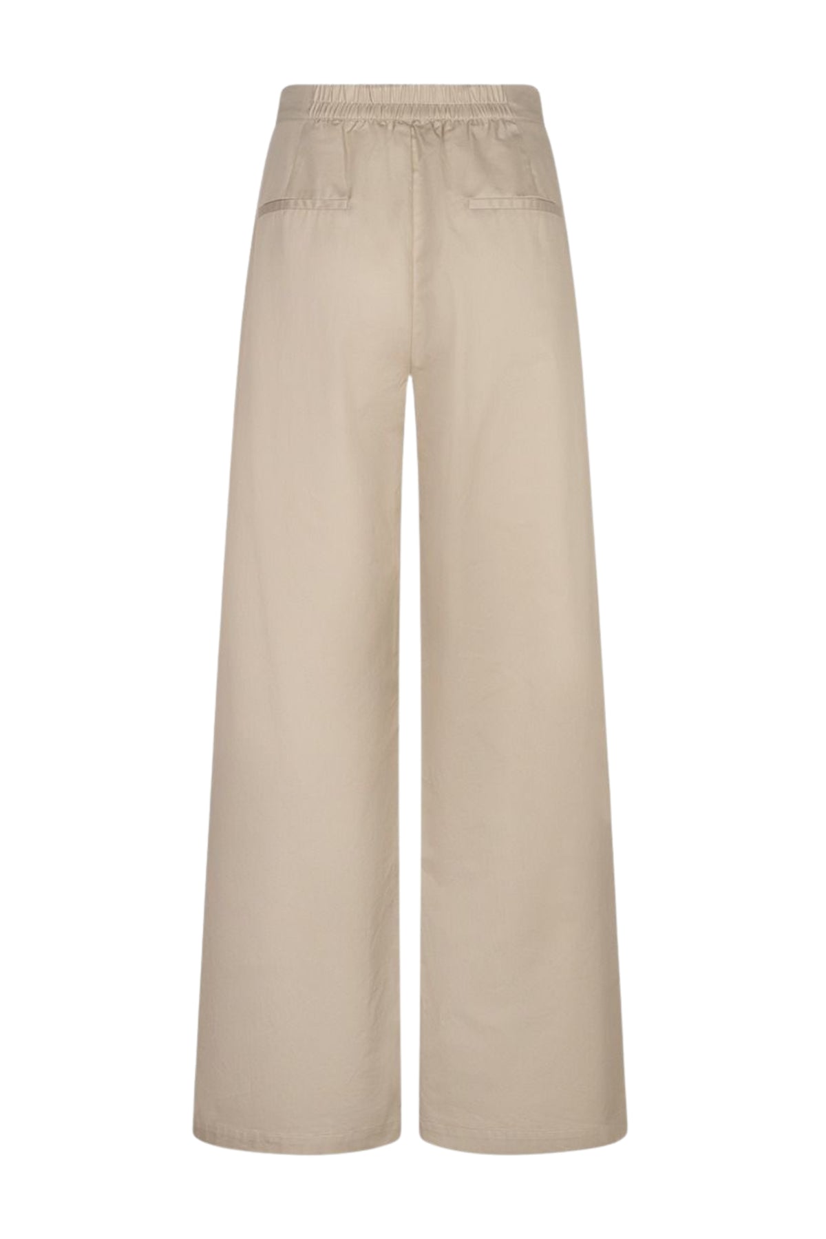 Beige Penia Ostra broek van Ibana, getoond op een model, met een rechte pasvorm en stijlvolle taille.