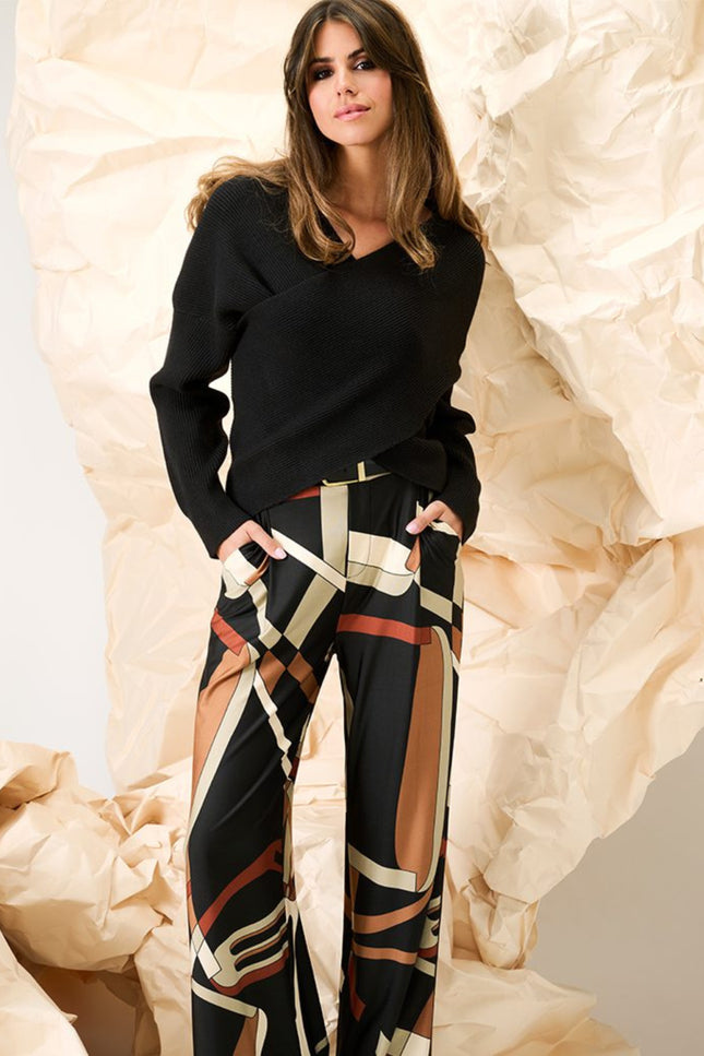K-design Broek Met Design & Riem B337-P048 Stretchshop.nl