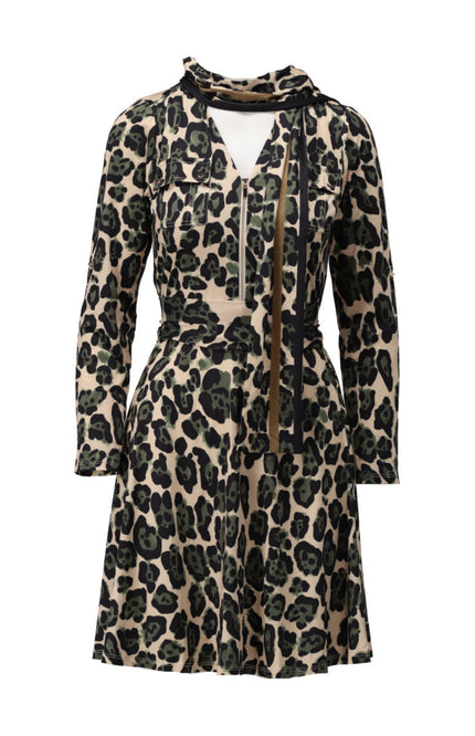 K-design Jurk Met Luipaard Print B111-P014 Stretchshop.nl