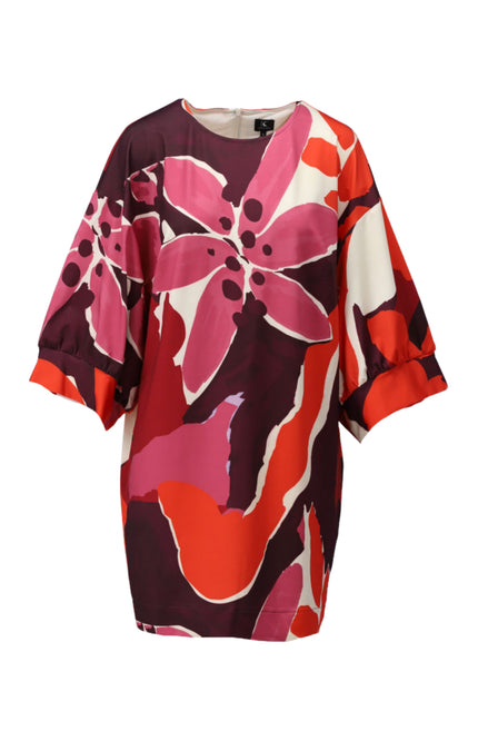K-design Jurk Ronde Hals & Bloemen Design B100-P006 Stretchshop.nl