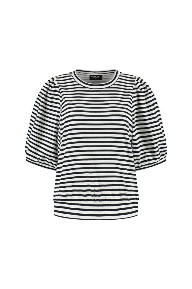 Lady Day Top Amie Blue Simple White L24-580-3032 Stretchshop.nl