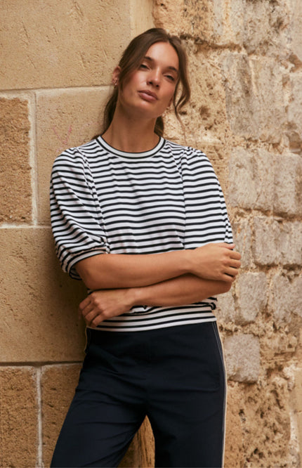 Lady Day Top Amie Blue Simple White L24-580-3032 Stretchshop.nl