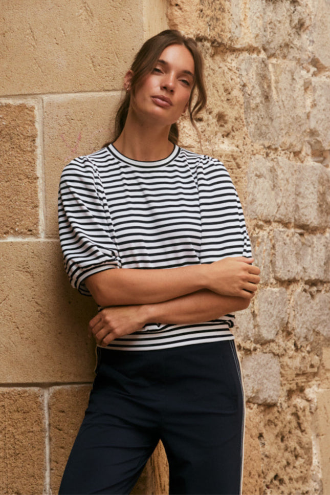 Lady Day Top Amie Blue Simple White L24-580-3032 Stretchshop.nl