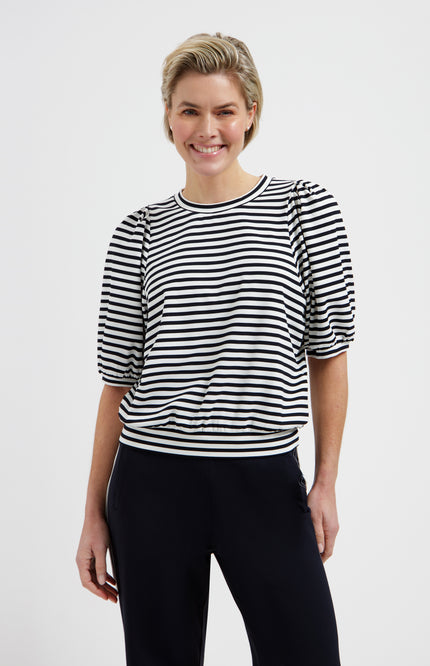 Lady Day Top Amie Blue Simple White L24-580-3032 Stretchshop.nl