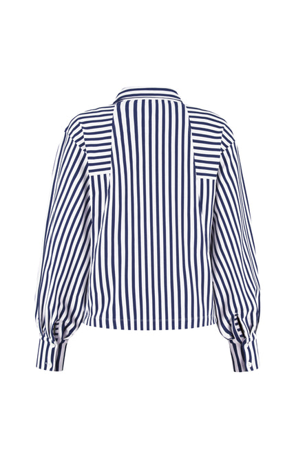 Lady Day Blouse Gem Blue Simple White L30-580-3031 Stretchshop.nl