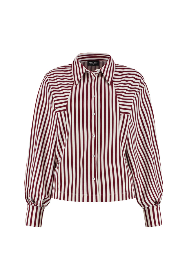 Lady Day Blouse Gem Burgundy Simple White L30-580-3031 Stretchshop.nl