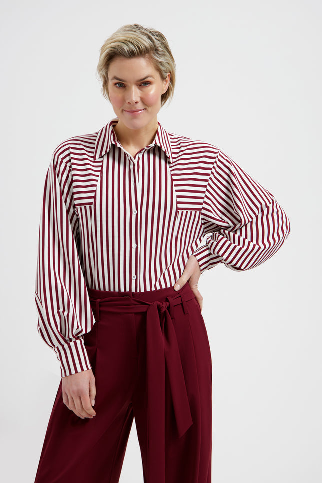 Lady Day Blouse Gem Burgundy Simple White L30-580-3031 Stretchshop.nl