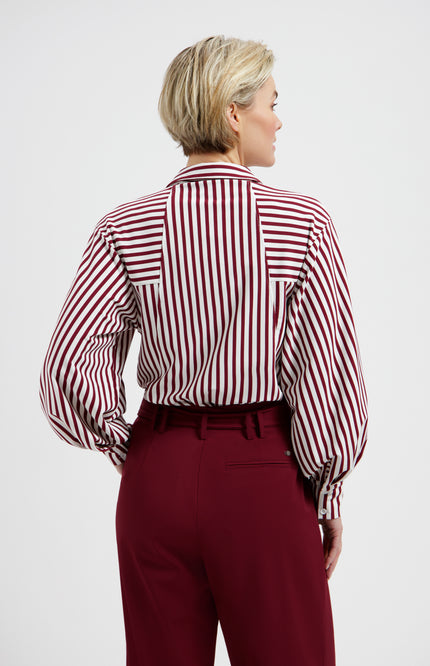 Lady Day Blouse Gem Burgundy Simple White L30-580-3031 Stretchshop.nl