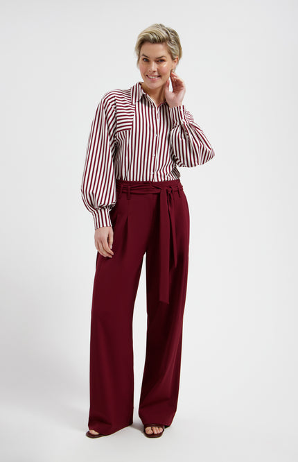 Lady Day Blouse Gem Burgundy Simple White L30-580-3031 Stretchshop.nl