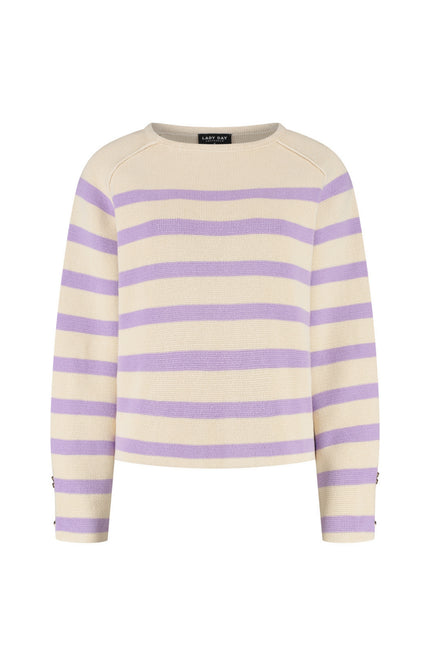 Lady Day Trui Breton Cream Violet L28-601-3189 Stretchshop.nl