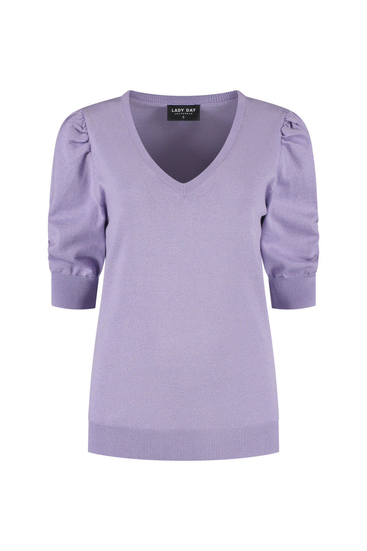 Lichte paarse Lady Day Trui Lynn Soft met lange mouwen en ronde hals, zachte stof, draagbaar voor casual en comfortabel gebruik