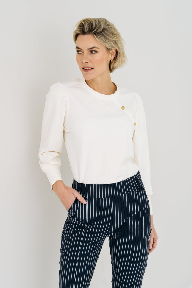 Maicazz Travel Broek Bross Navy Pinstripe Stretchshop.nl