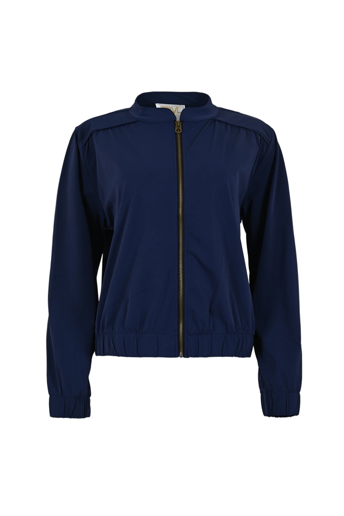Navy blauwe reiskleding jas voor dames van Maicazz & Zizo, met praktische zakken en comfortabele pasvorm.